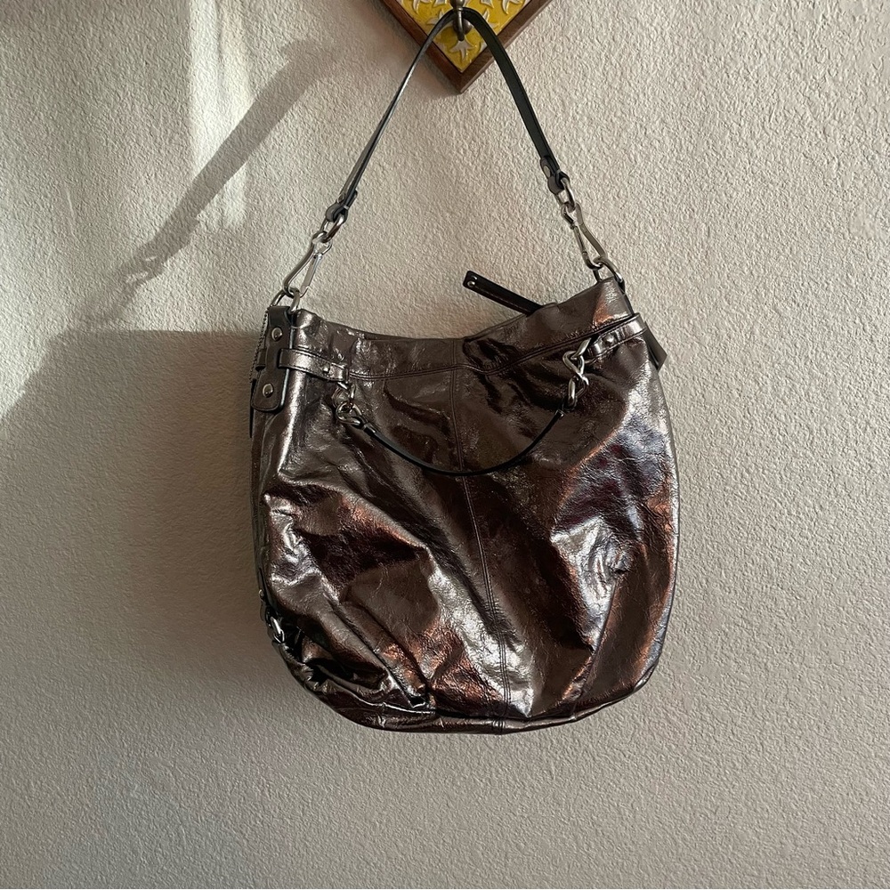 NWT Coach Brooke Metallic Pewter Silver Hobo Bag - Picture 4 of 5